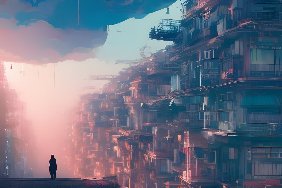 Cowboy in Vibrant Hyperdetailed Cityscape