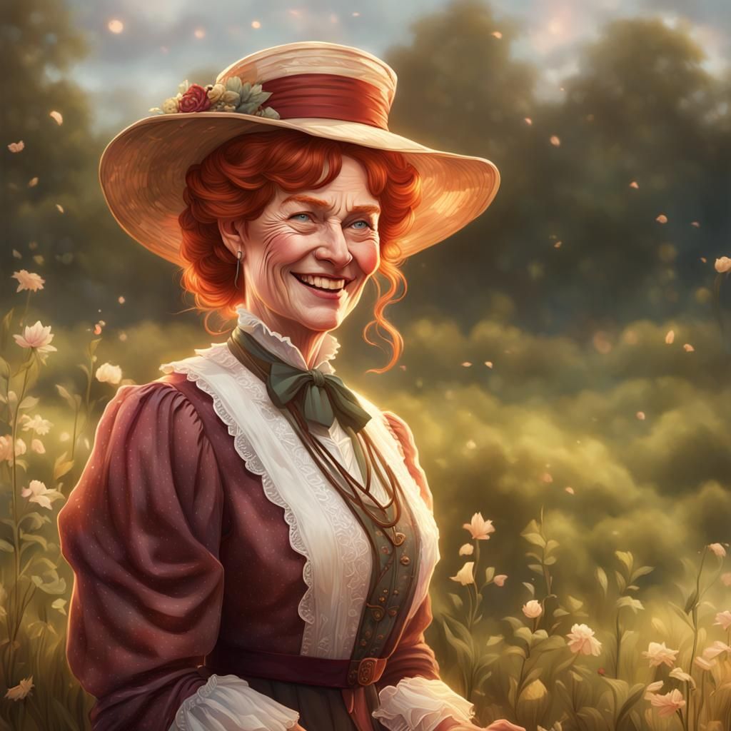 Edwardian Woman Portrait in Art Nouveau Style