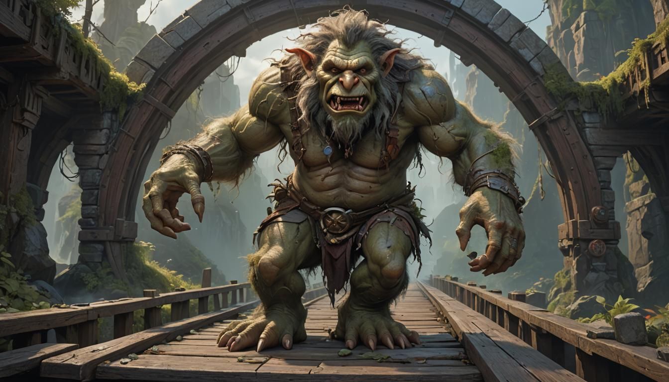 Epic Bridge Troll Portrait in Digital Matte Painting