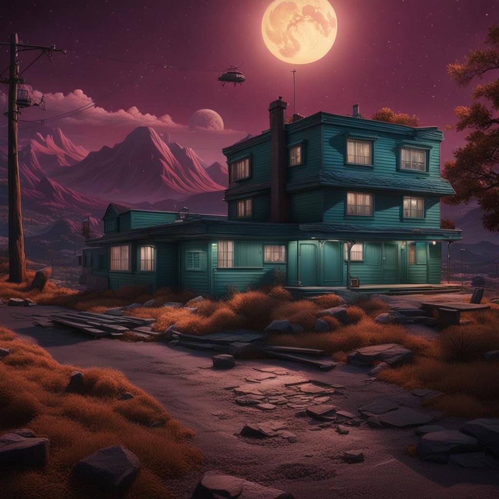 Twilight Zone Matte Painting in 1960s Style