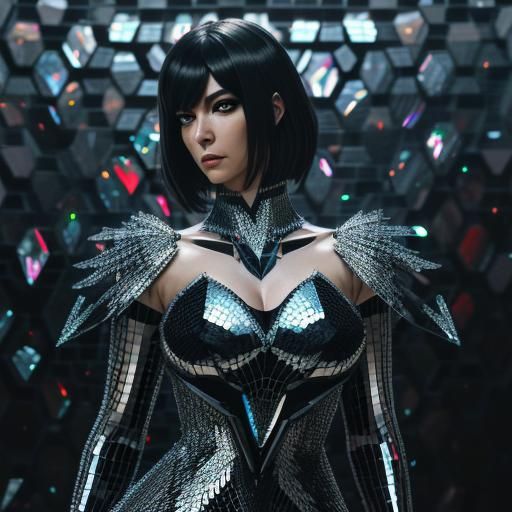 Futuristic Mosaic Dress in Death Note Style