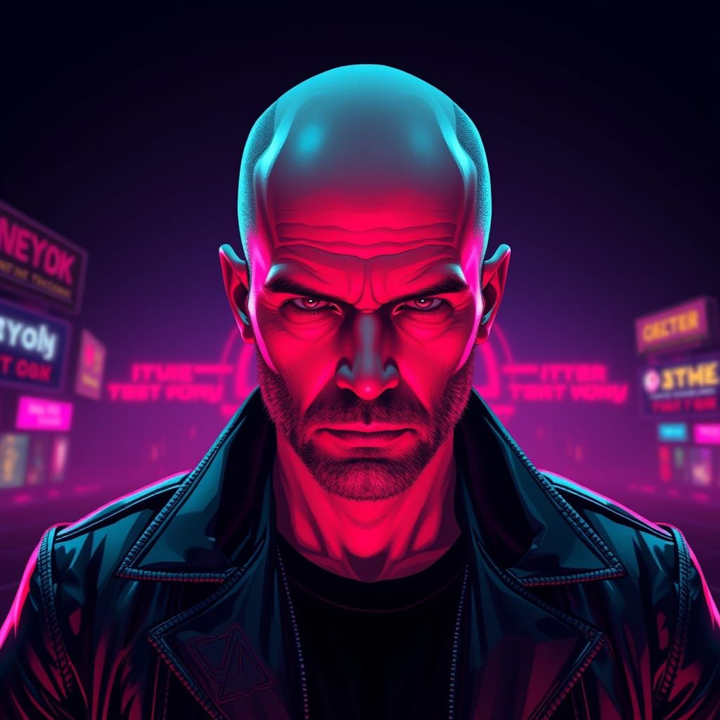 Neon-Drenched Westworld Yul Brynner in Cyberpunk 2099 Style