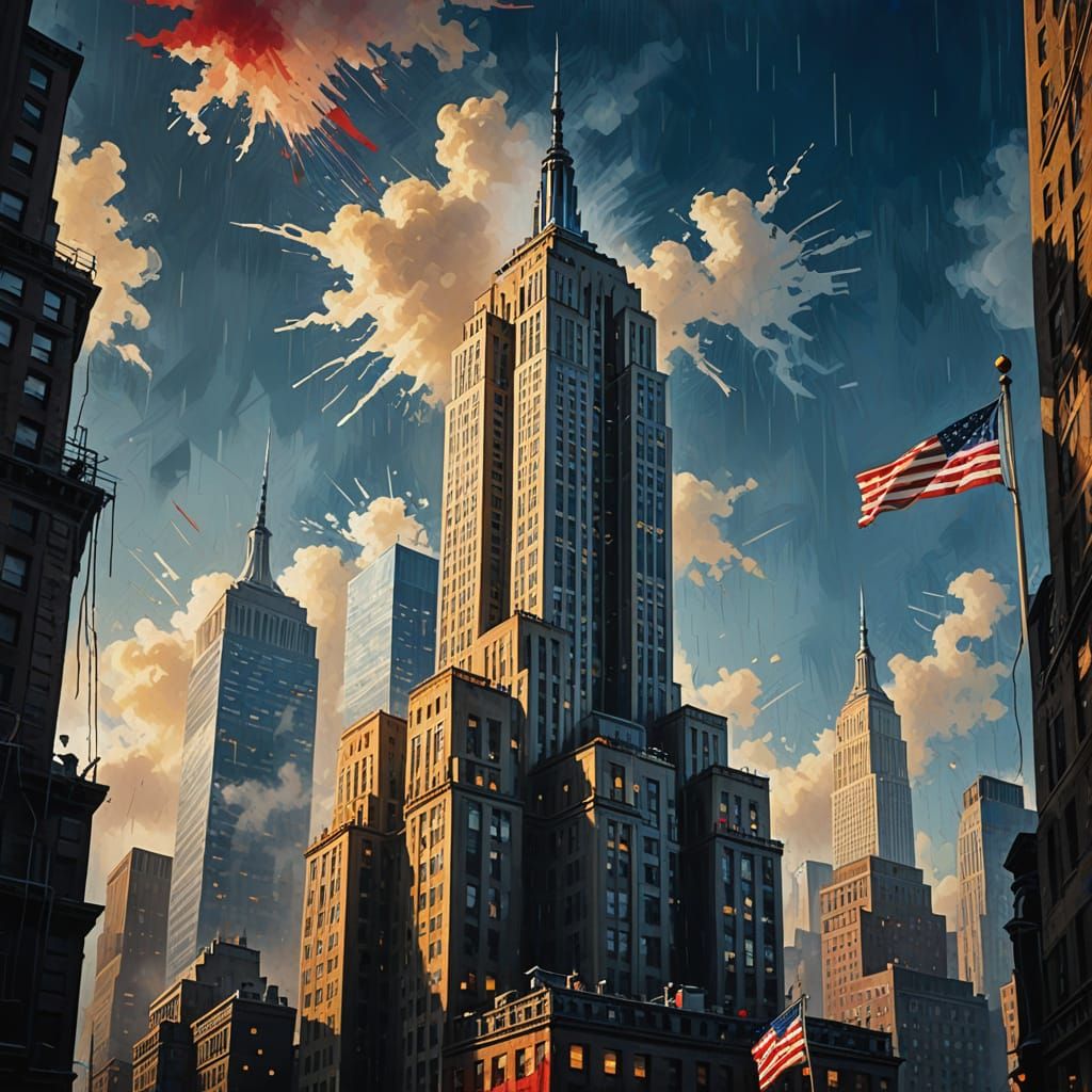 Empire State Building Transformed into Vibrant American Flag...