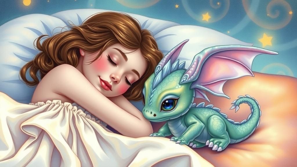 Maiden and Dragon in Dreamlike Watercolor Style