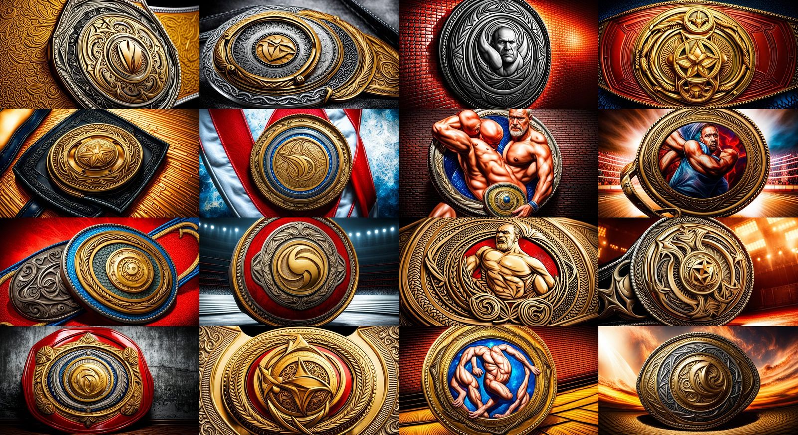 Detailed Wrestling Championship Belt in Hyperrealistic Style