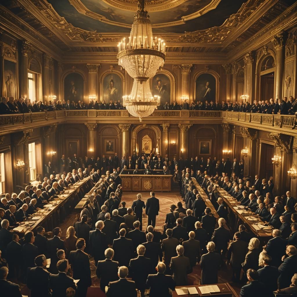 Government Officials in Heated Discussion: Cinematic Film St...