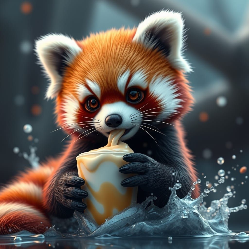 Adorable Red Panda Cub in Enchanted Fantasy Land