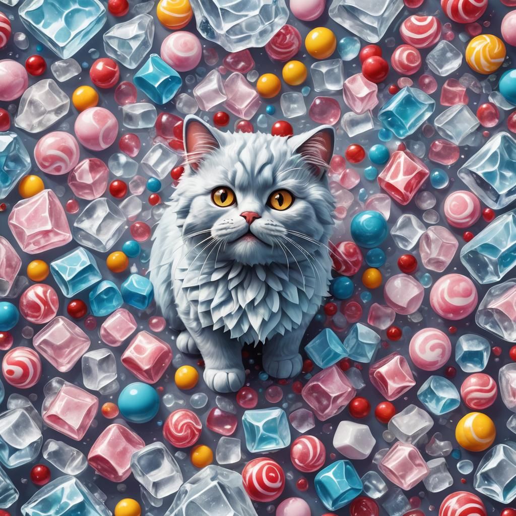 Icy Cat in Candy Art Style