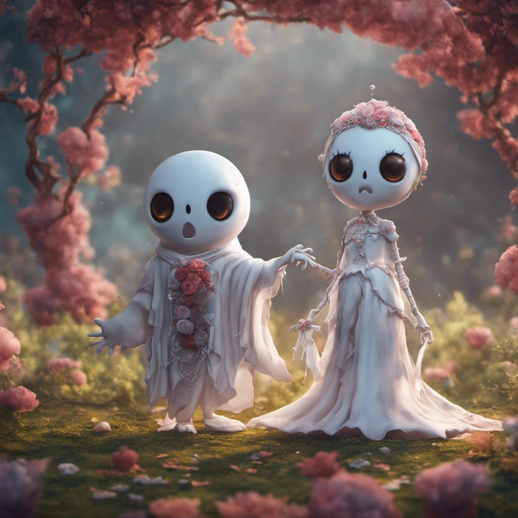 Adorable Ghost Couple's Wedding Day