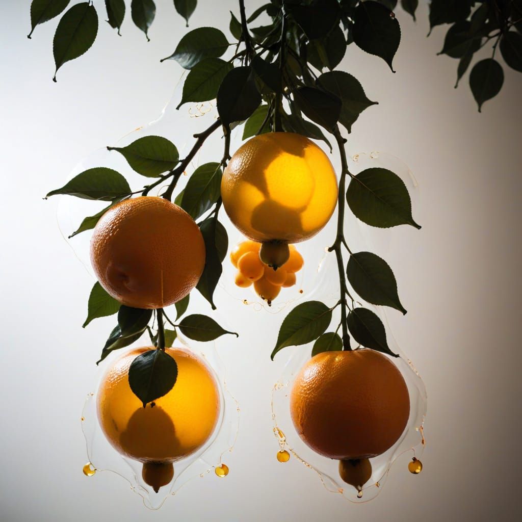 Surreal Double Exposure of Fruits in Silhouette