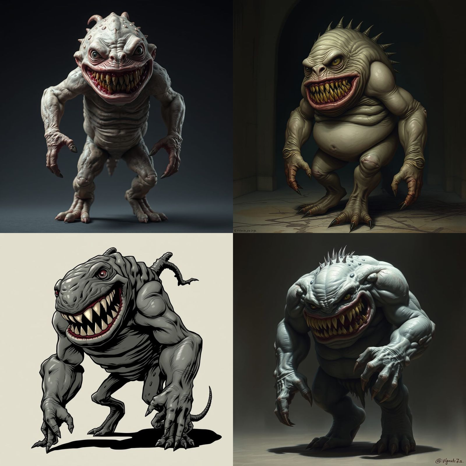 Distorted Monstrosity with Shark-like Grin