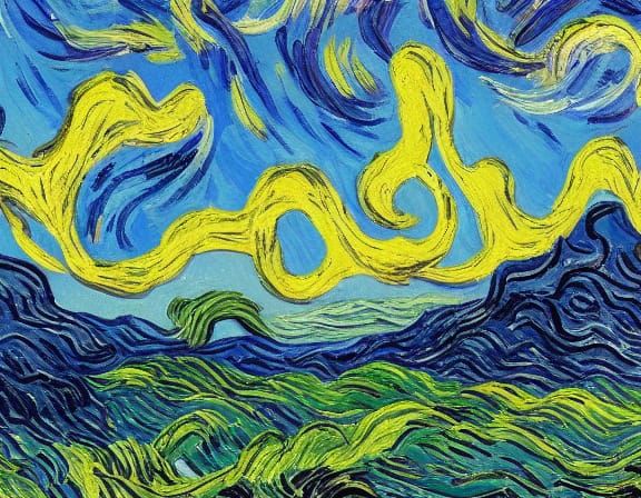 Post-Impressionist Landscape with Swirling Sky