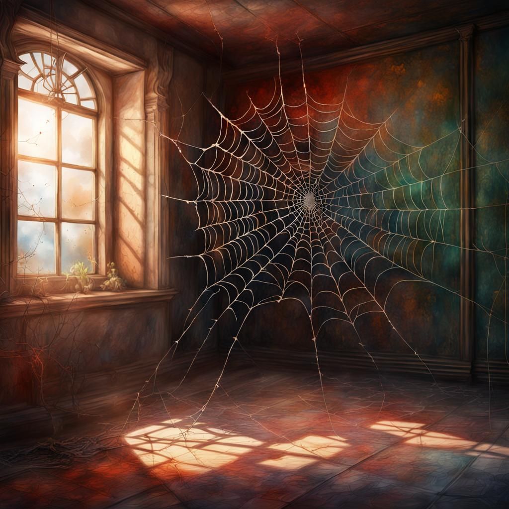 Watercolor Spider Web: Detailed Fantasy Concept Art