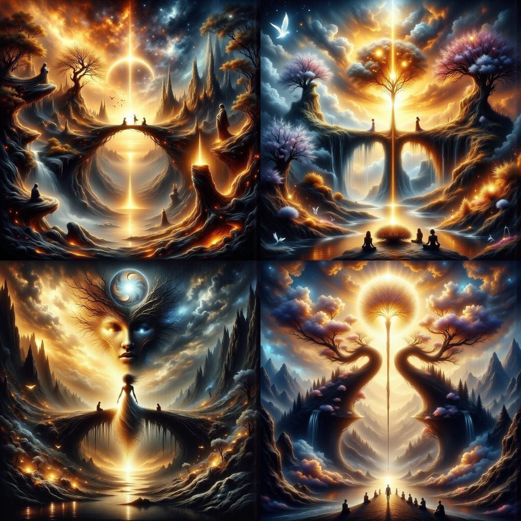 Radiant Celestial Realm with Tree of Life and Luminous Path