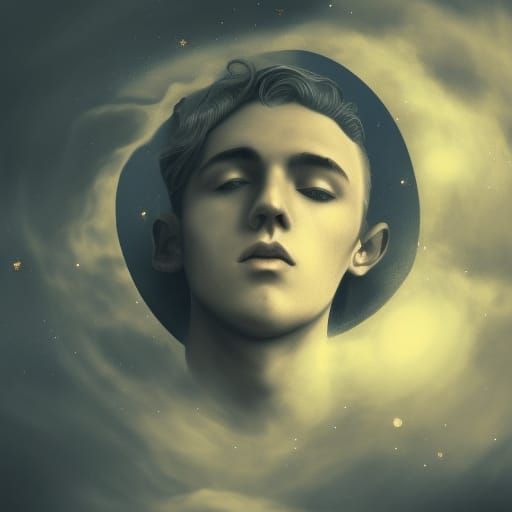 Eerie Gothic Portrait of Sad Young Man with Roses