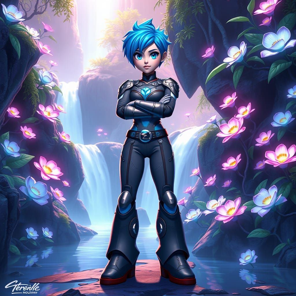 Megaman-Inspired Heroine in Ultraviolet Nolly Falls