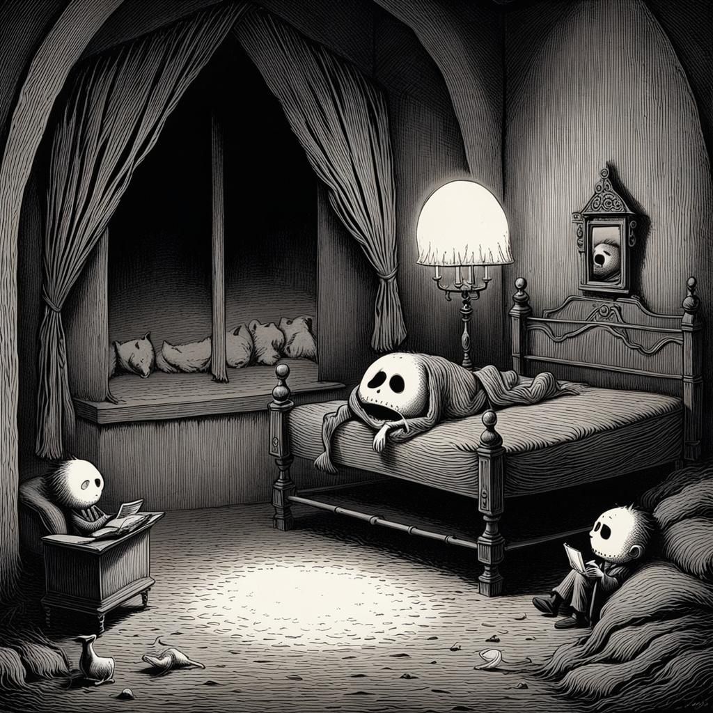 Dark Fantasy Illustration of Boredom and Listlessness