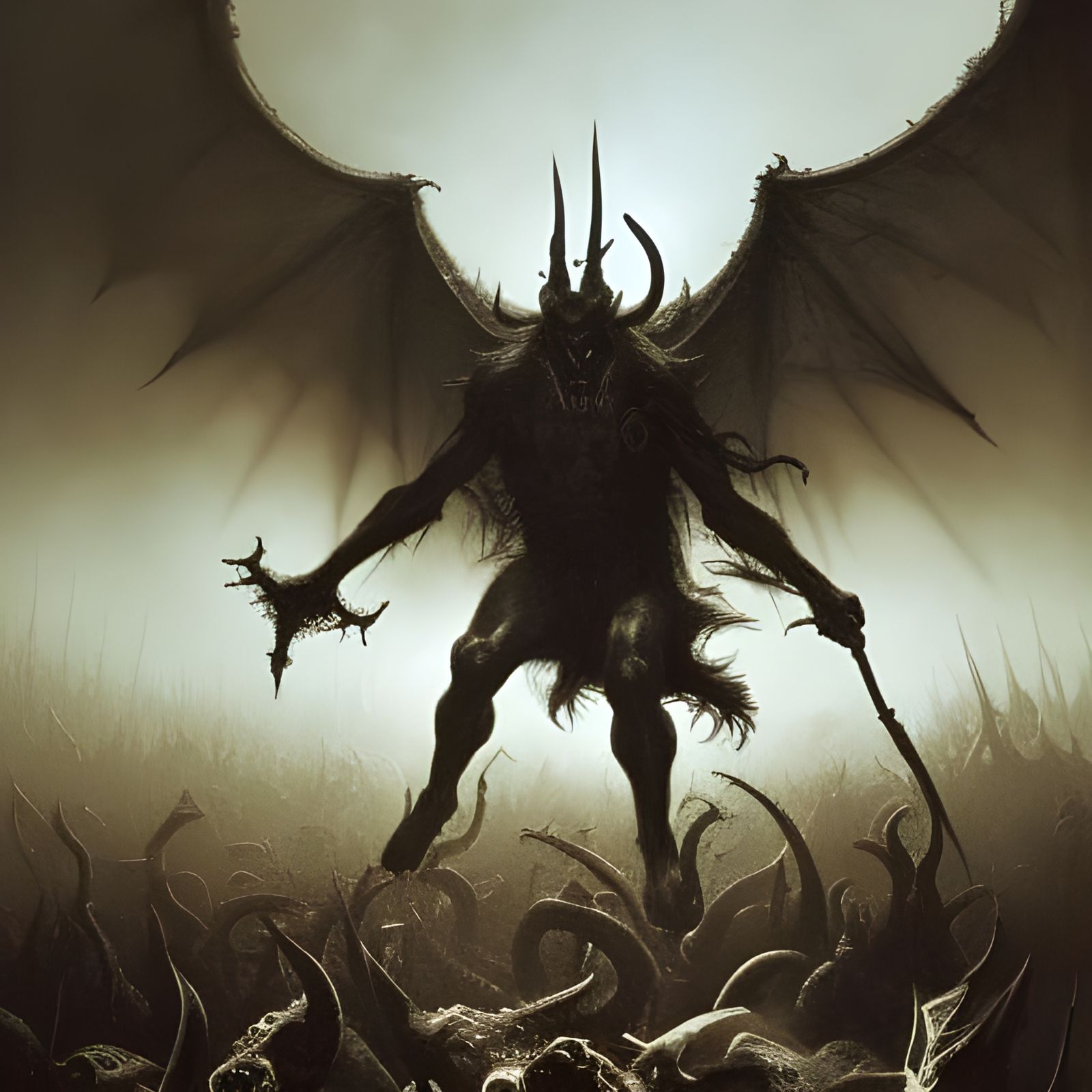 Demonic Hordes Storming Heaven: A Bloody War Painting