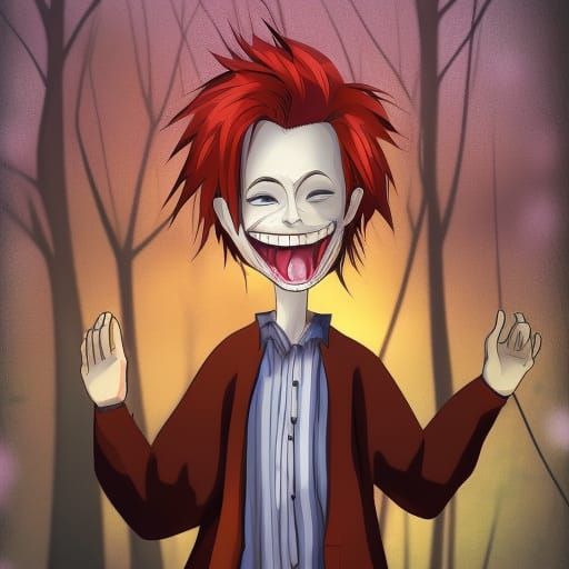 Anime Horror Portrait: Red-Haired Maniac