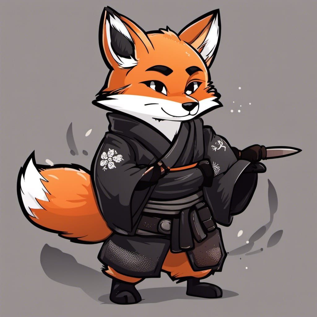 Ninja Fox in Black Kimono