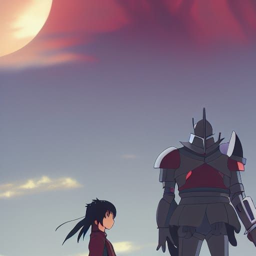 Anime Black Knight in Ghibli Style