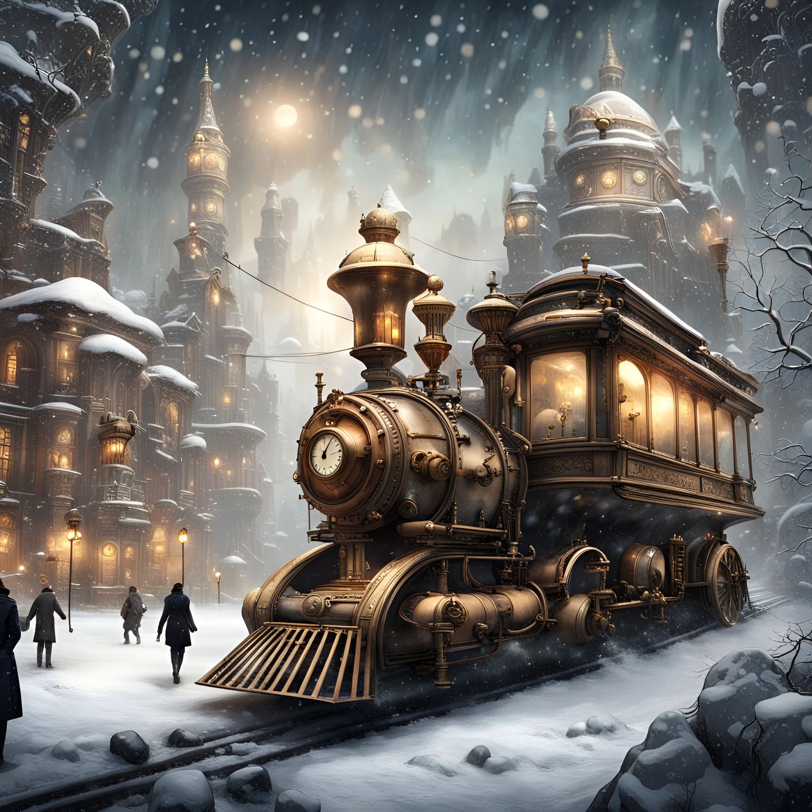 Steampunk City in a Winter Wonderland