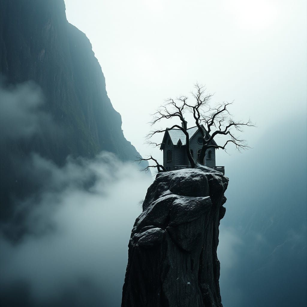 Ethereal Fjord Landscape in Gothic Style