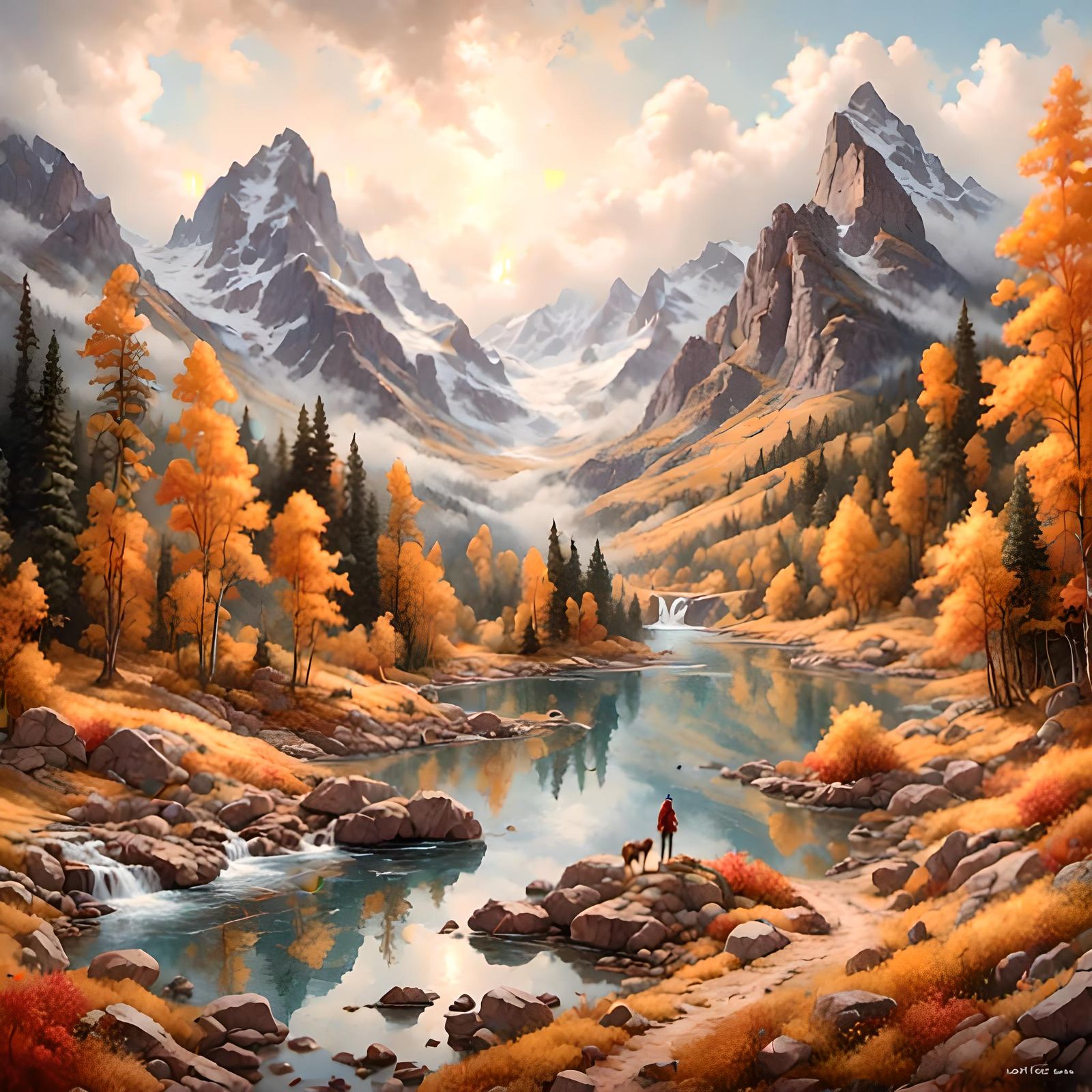 Hyperrealistic Watercolor Landscape with Chromatic Flow