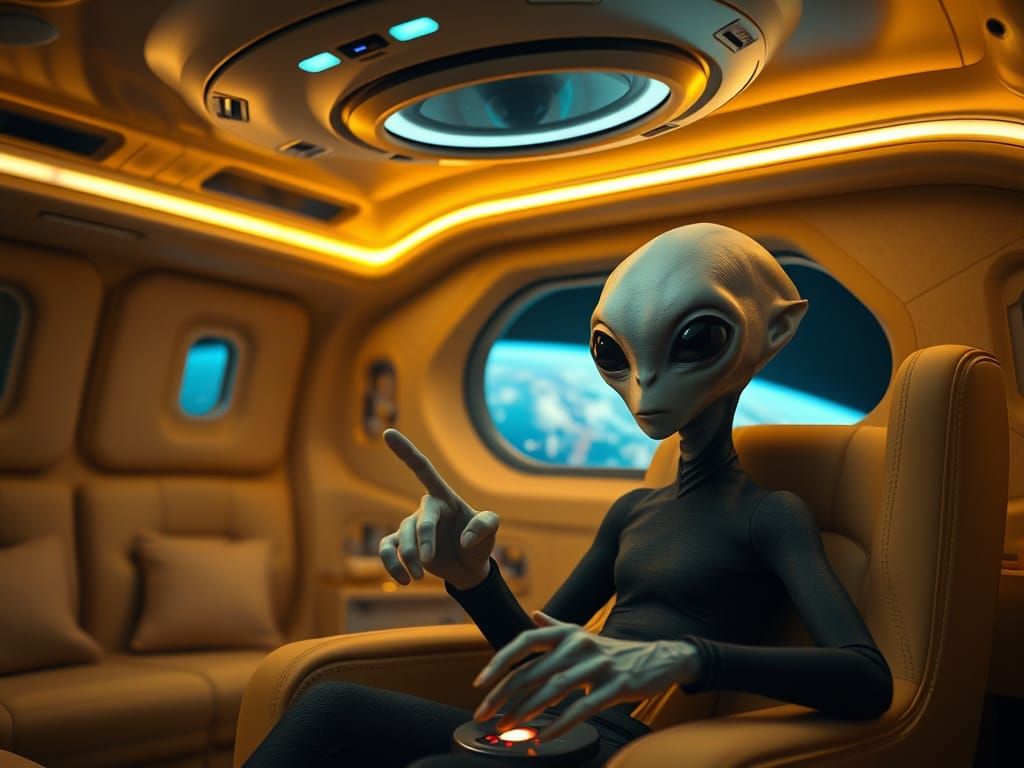 Luxurious Alien Spacecraft Interior with Soft-Blue Plasma Li...
