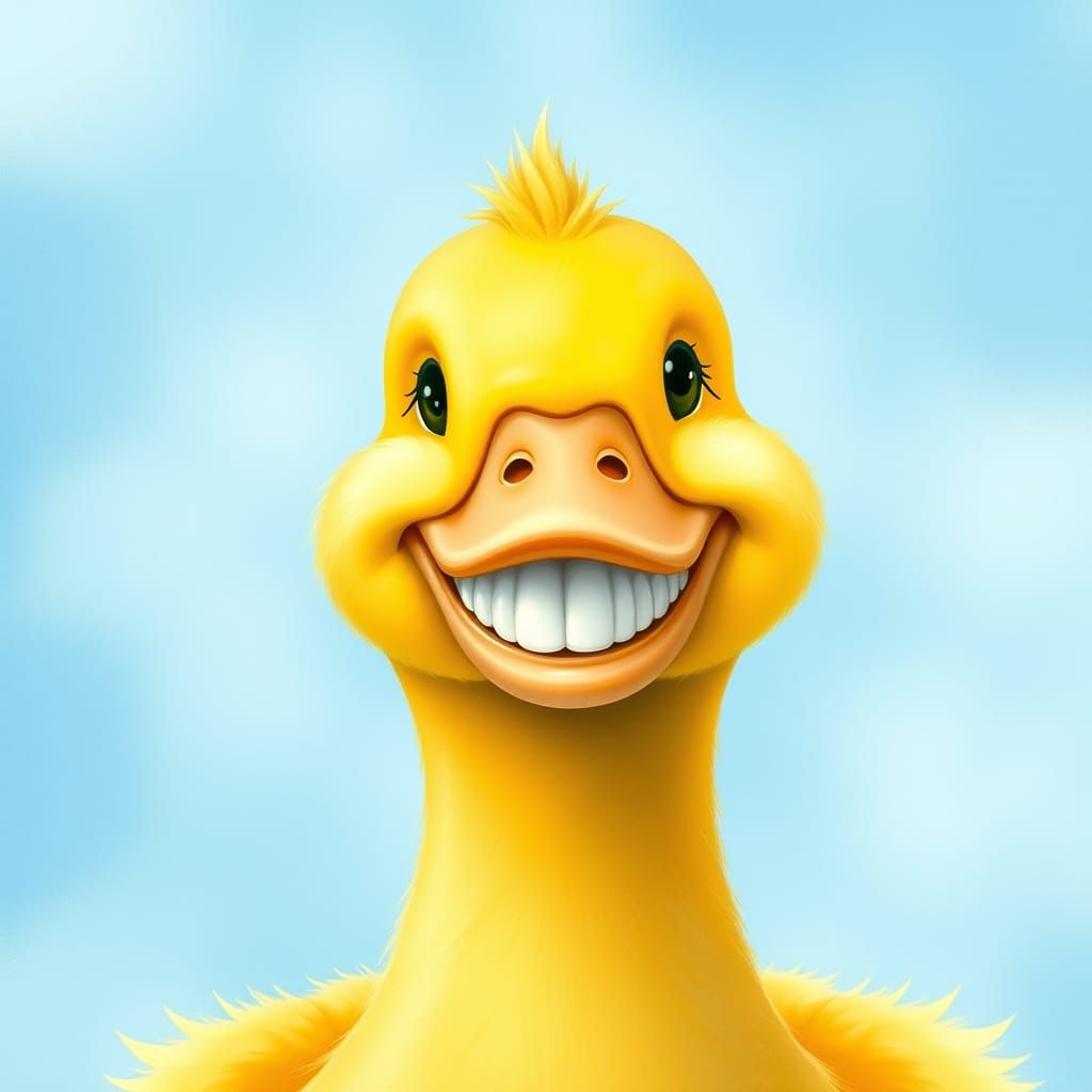 Whimsical Yellow Duck with a Bright Smile