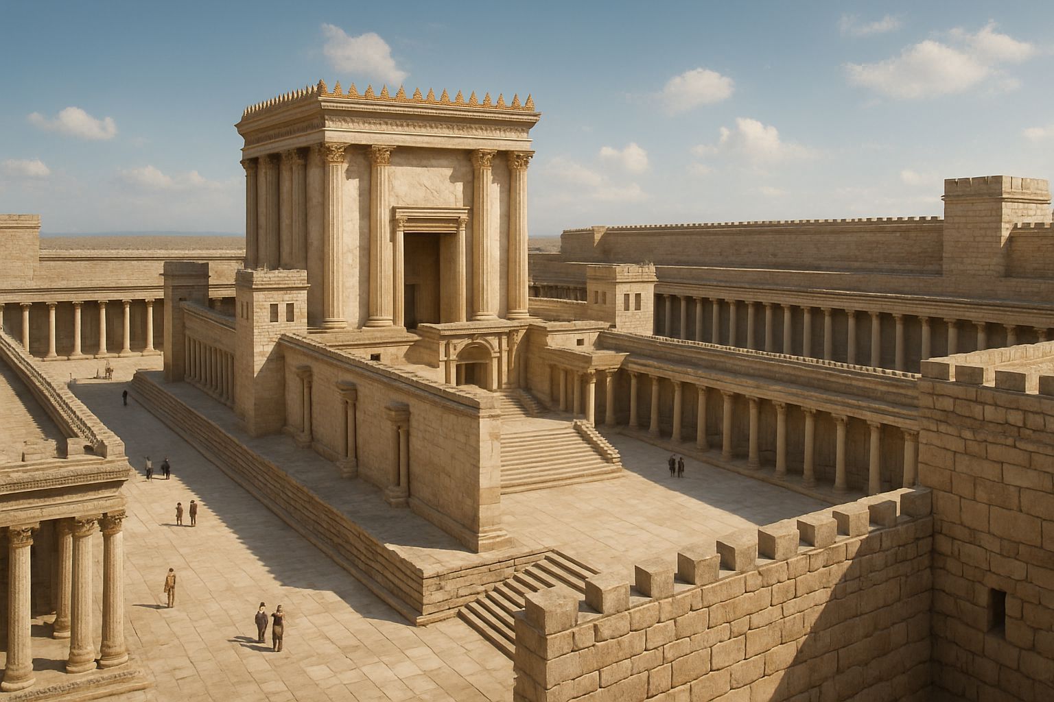 Majestic Second Temple in Jerusalem, Realistic Stone Archite...