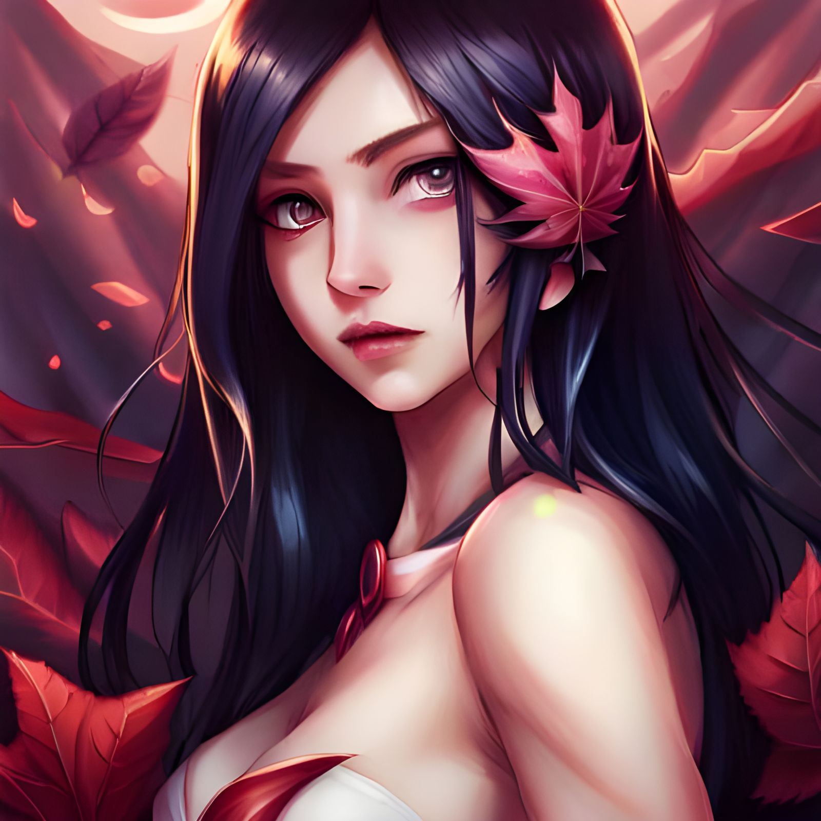Goddess Ahri in Manhwa Style with Leaf Adornments