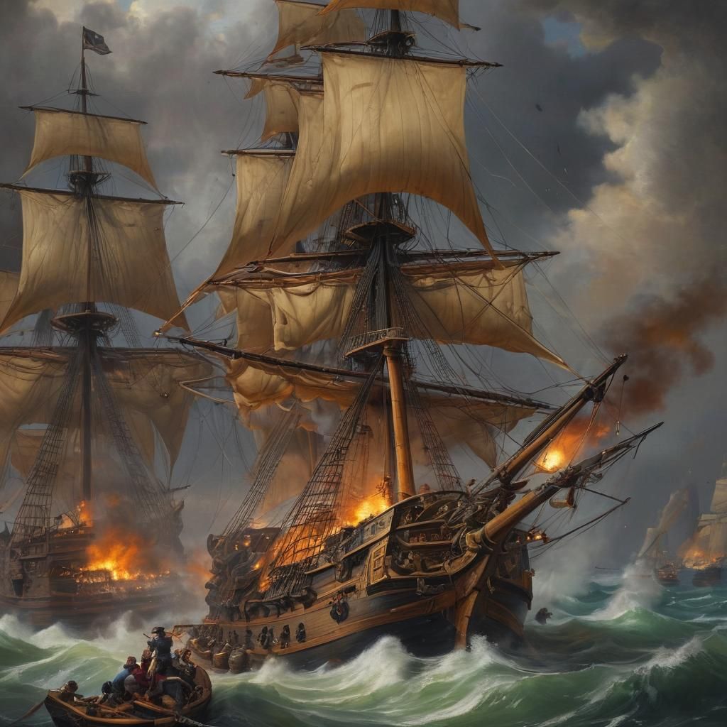 Sailors Engage in Epic Sea Battle as Cannons Blaze in a Turb...