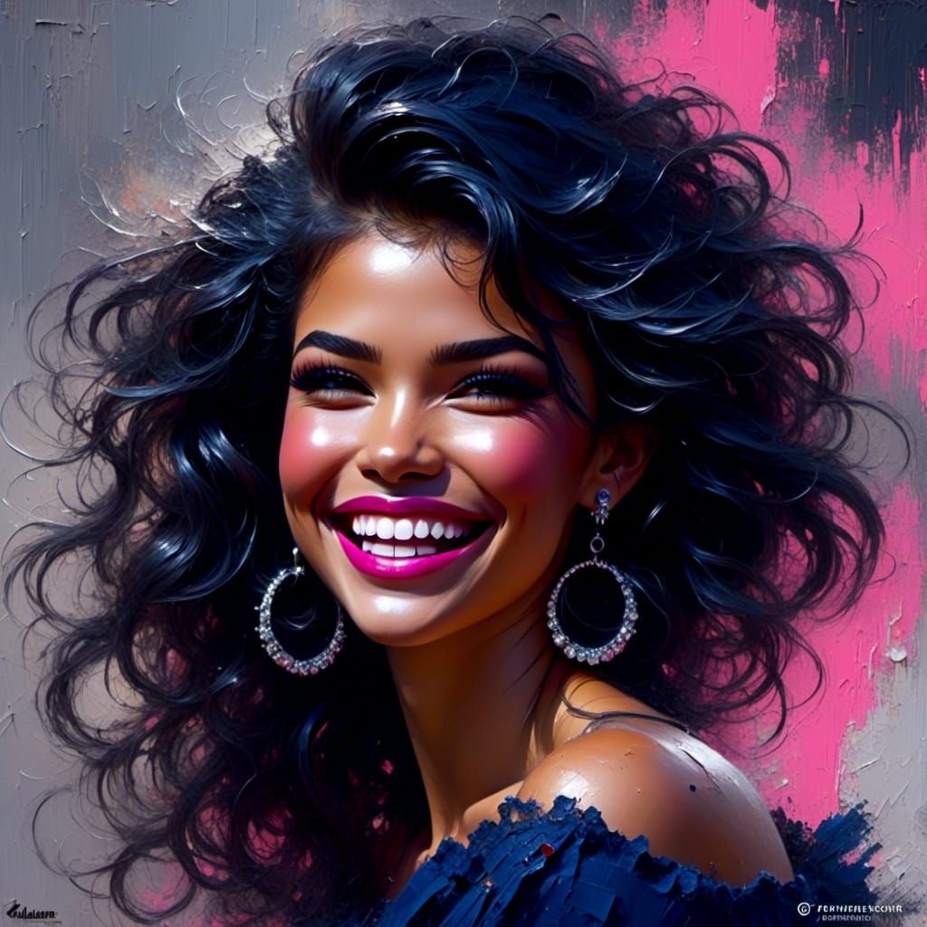 Punk Queen with Pink Lipstick in Fantasy Art Style