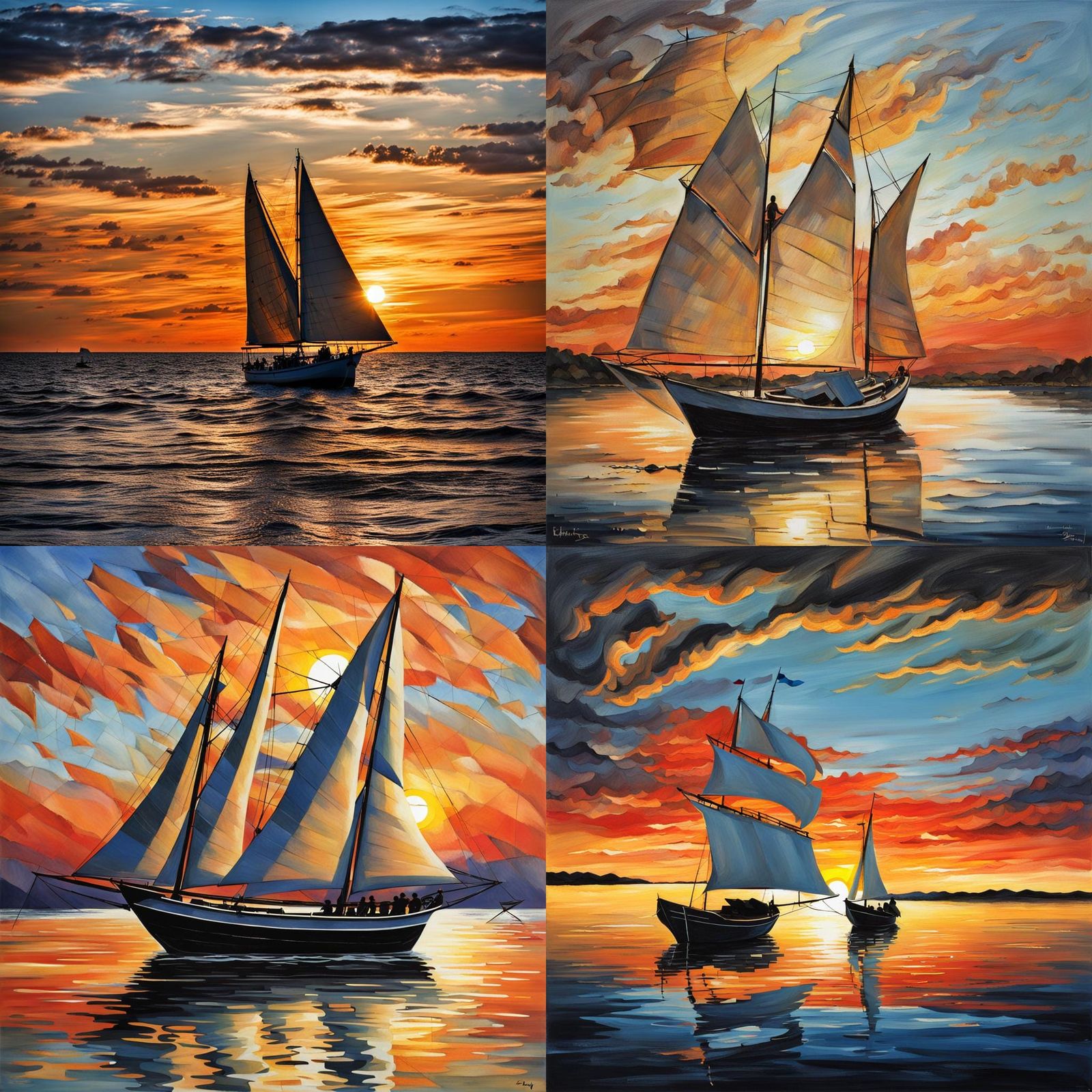 Sailing Boat at Sunset: Serene Ocean Scene