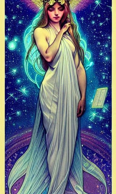 Goddess of the Star Tarot in Art Nouveau Style