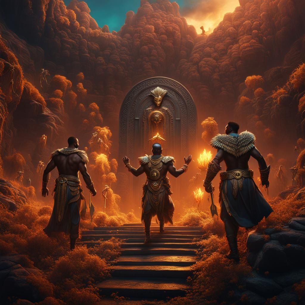 Triumphant Afrocentric People Rise from the Abyss