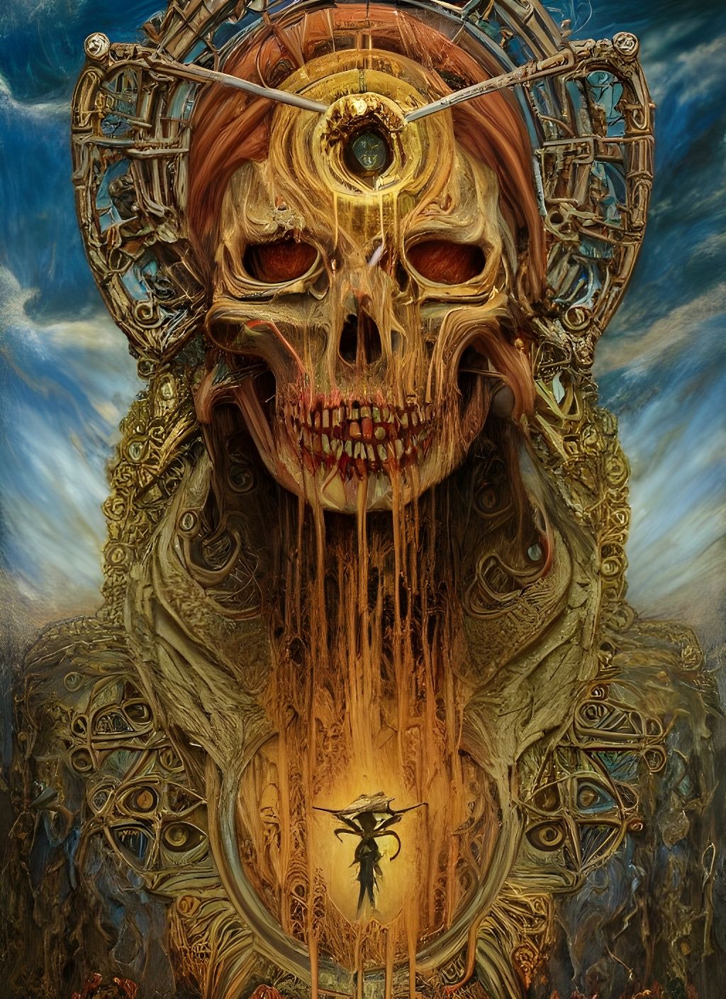 Ornate Grim Reaper with Flowers and Gems