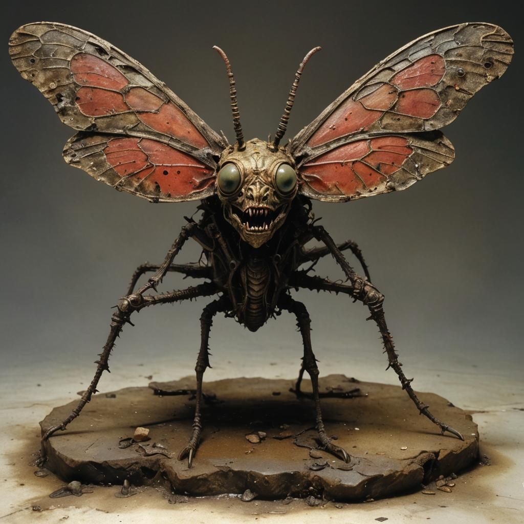 Surreal Alien Moth in Decayed World