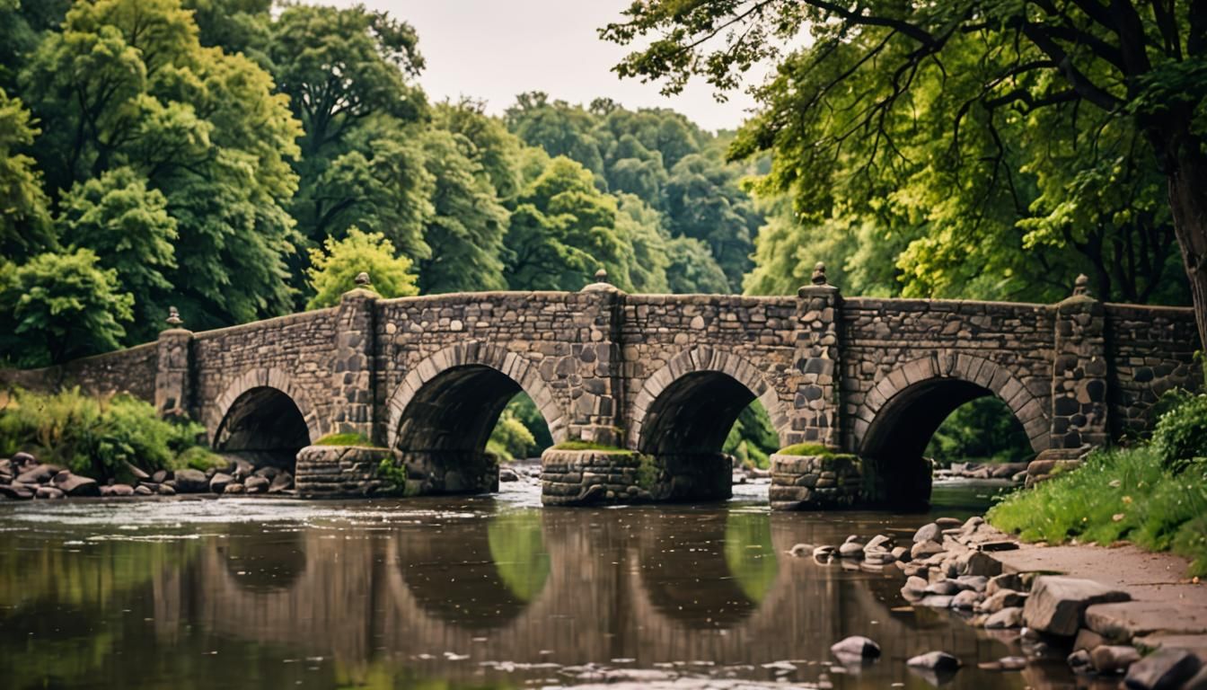 Scenic Stone Bridge over River in Natural Light