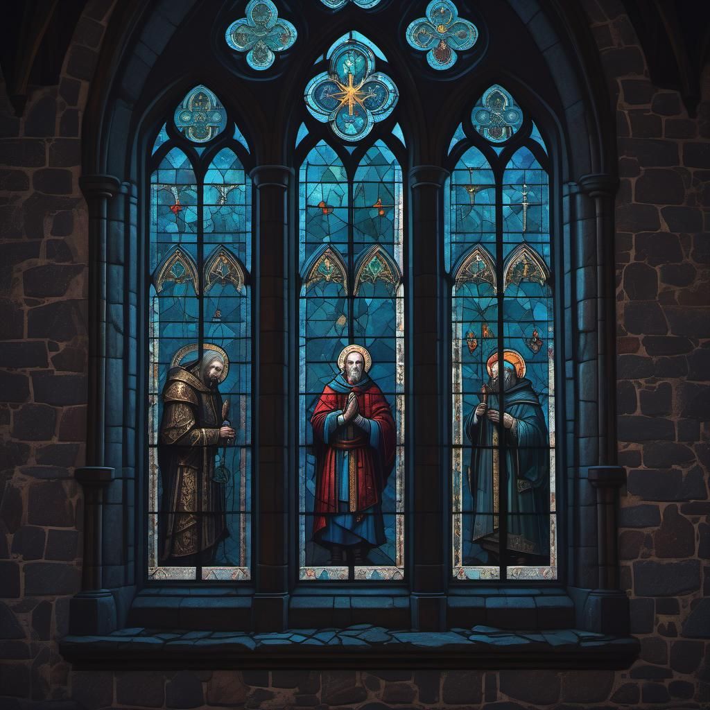 Gothic Church Window with Damaged Stained Glass