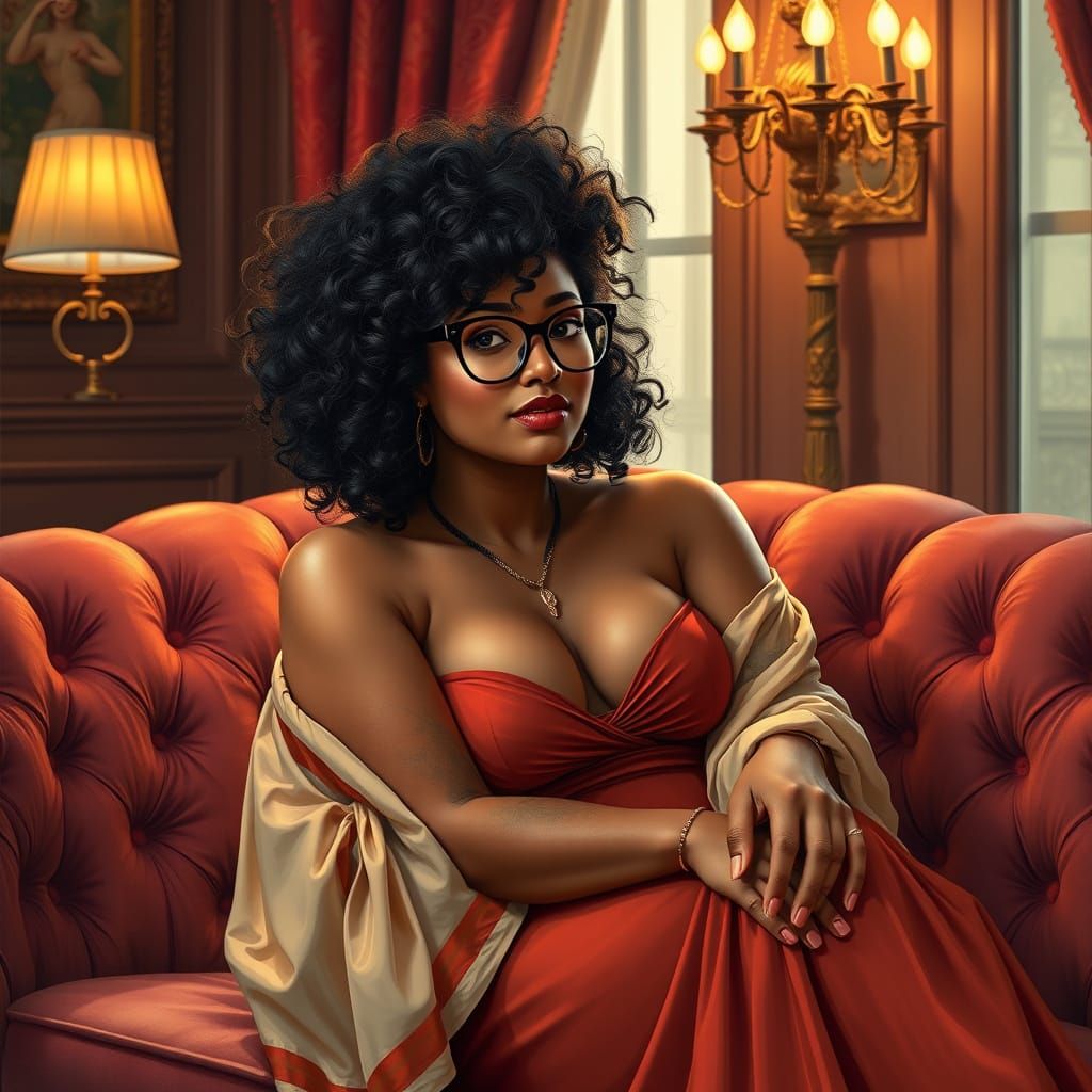 Elegant Indian Woman in Alphonse Mucha Style