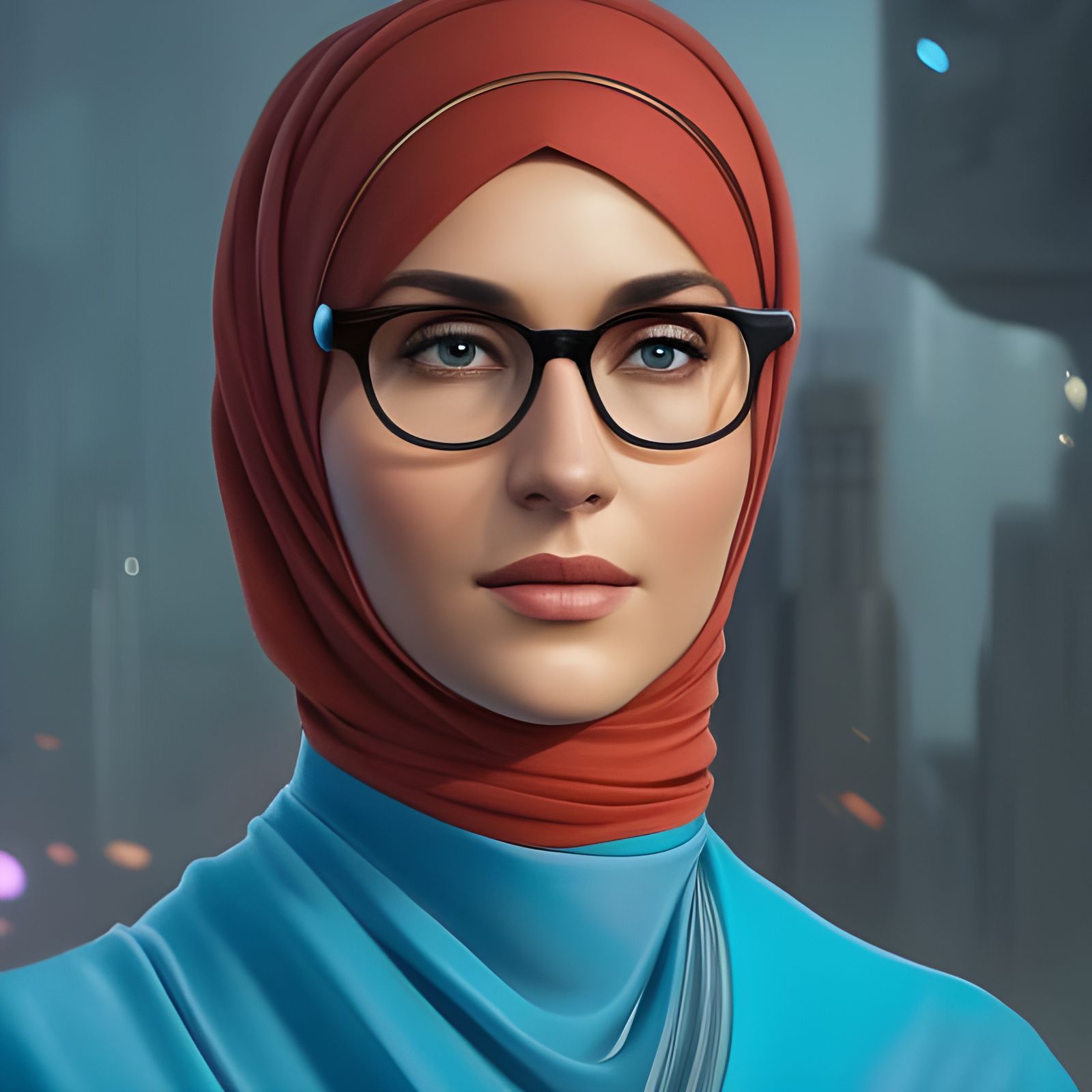 German Woman in Hijab: Hyperdetailed Digital Portrait
