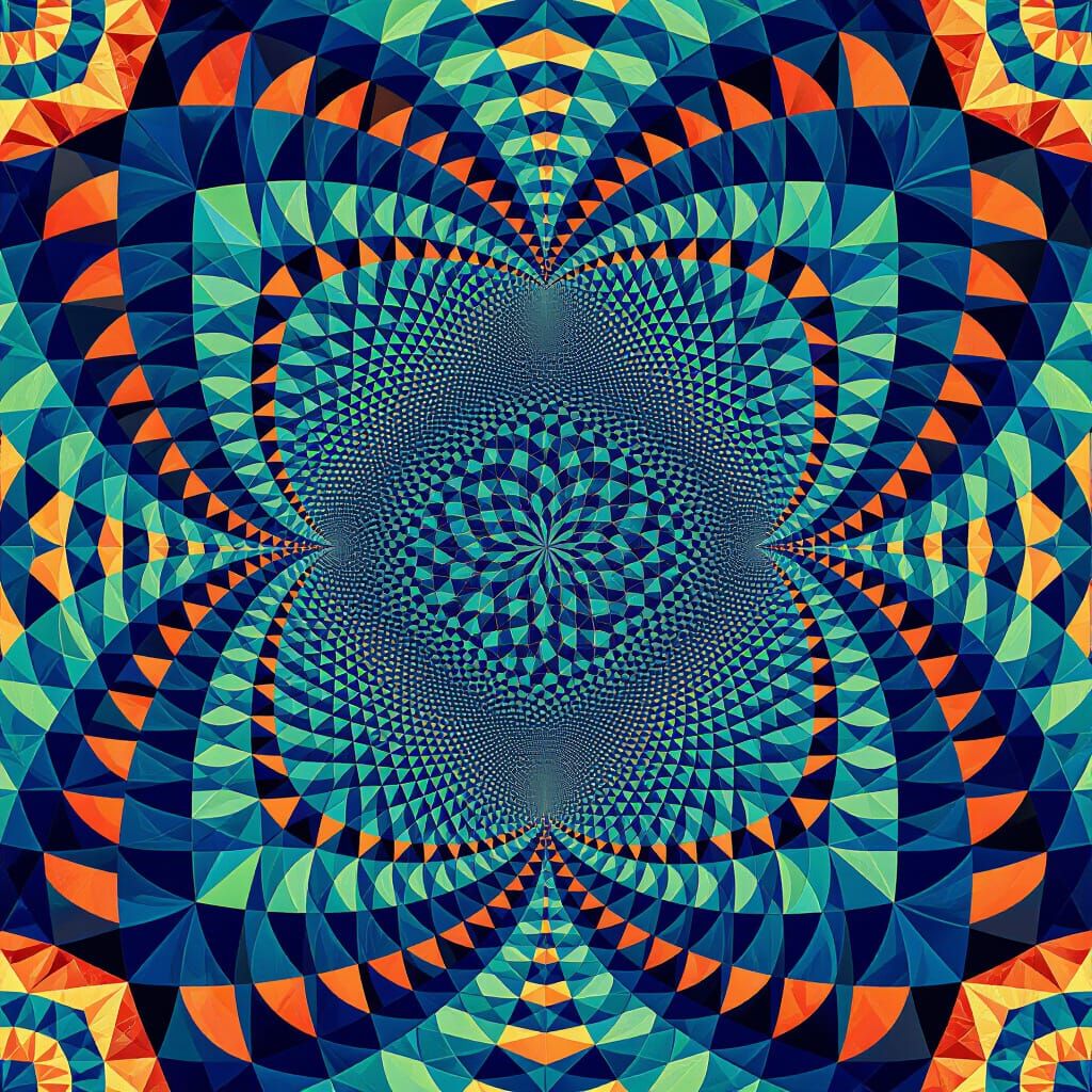 Abstract Geometric Fractal in Surrealist Style