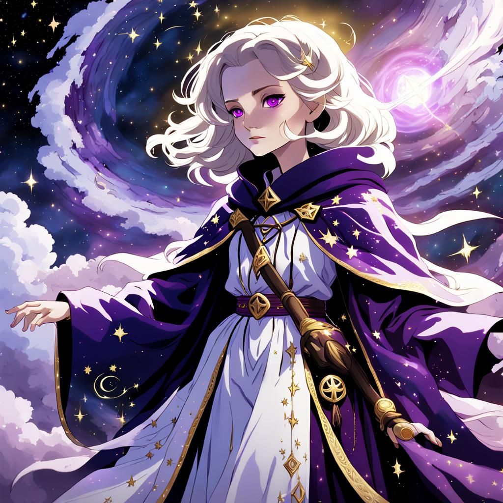 Anime Witch in Space: Digital Art, 8k Resolution