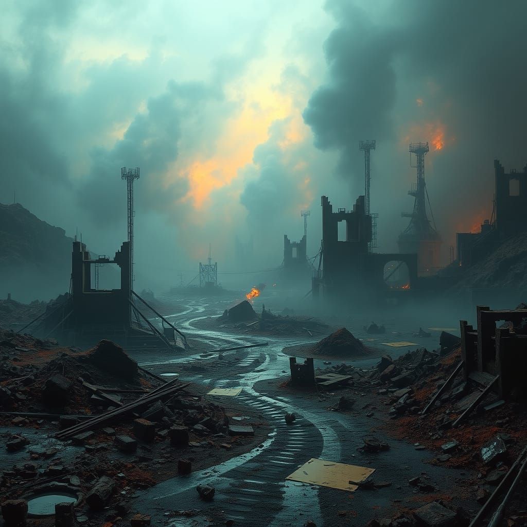 Toxic Wasteland in a Digital Matte Painting Style