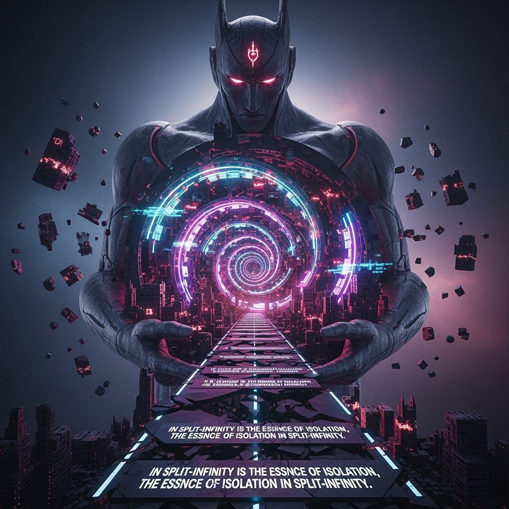 Godlike Sentinel Protecting Neon Geometric Core