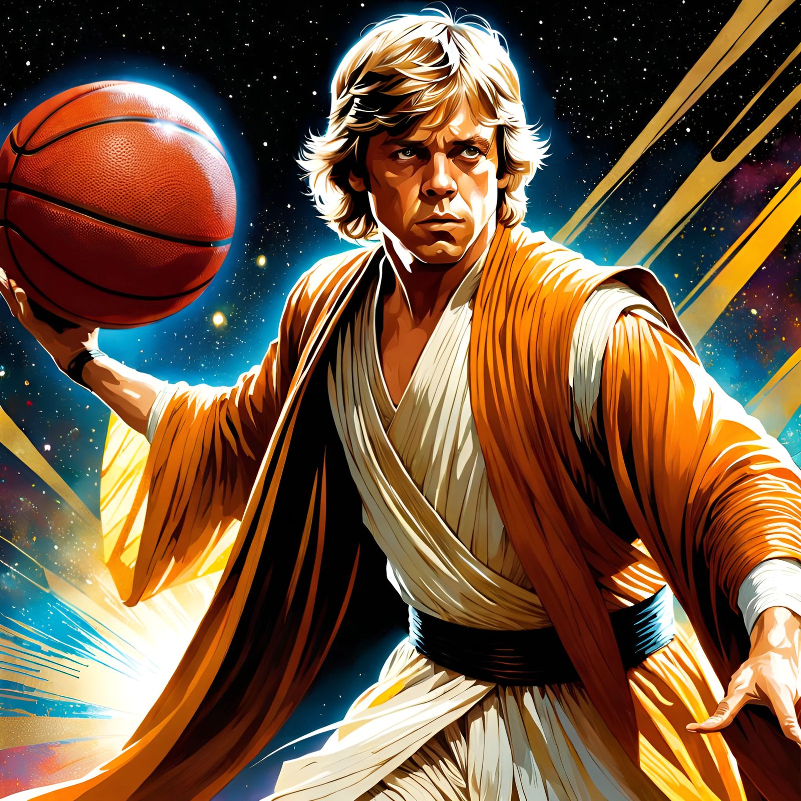 Luke Skywalker Portrait as Renaissance Comic Art