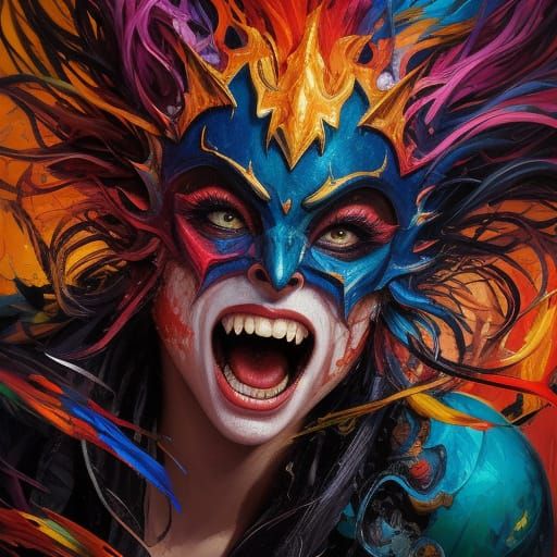 Surrealist Scream: A Vibrant Oil Painting