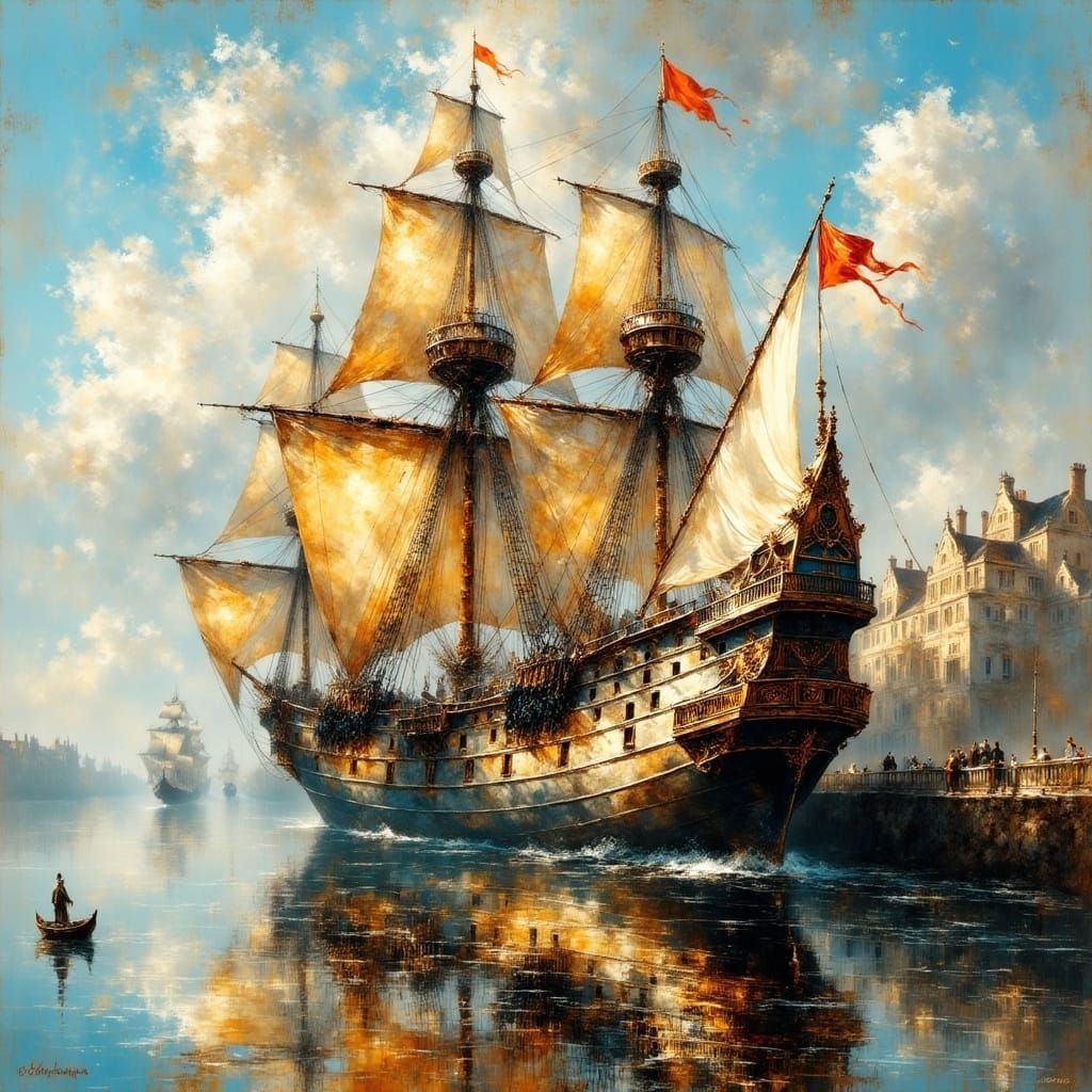 17th Century Warship in Ethereal Light